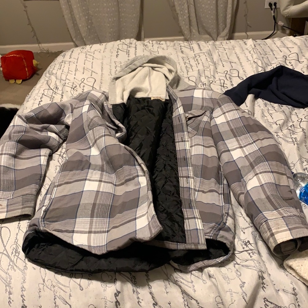 Gray plaid hoodie jacket